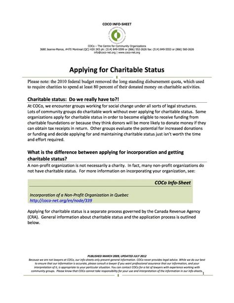 Applying for Charitable Status .